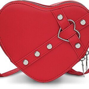 Heart Shaped Bag, PU Leather Small Crossbody Bags Heart Shaped Crossbody Purse,